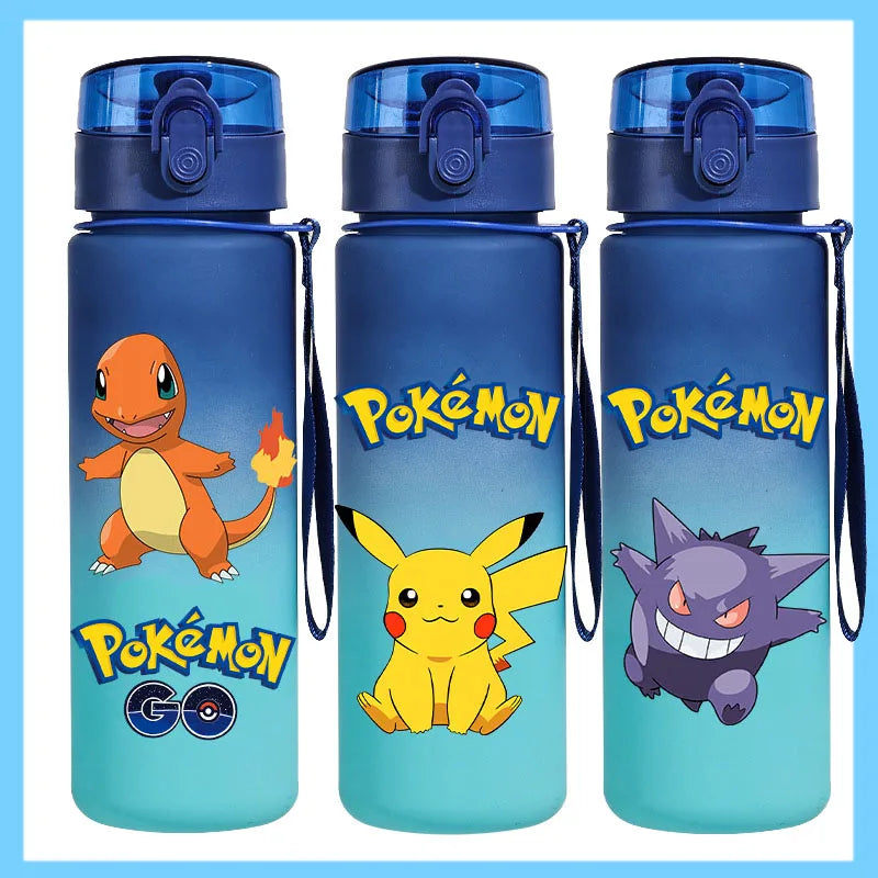 Pokémon 650ml Fitness Sports Direct Drinking Plastic Anti-drip Water Bottle Pikachu Eevee Capacity Water Cup Sports Water Bottle