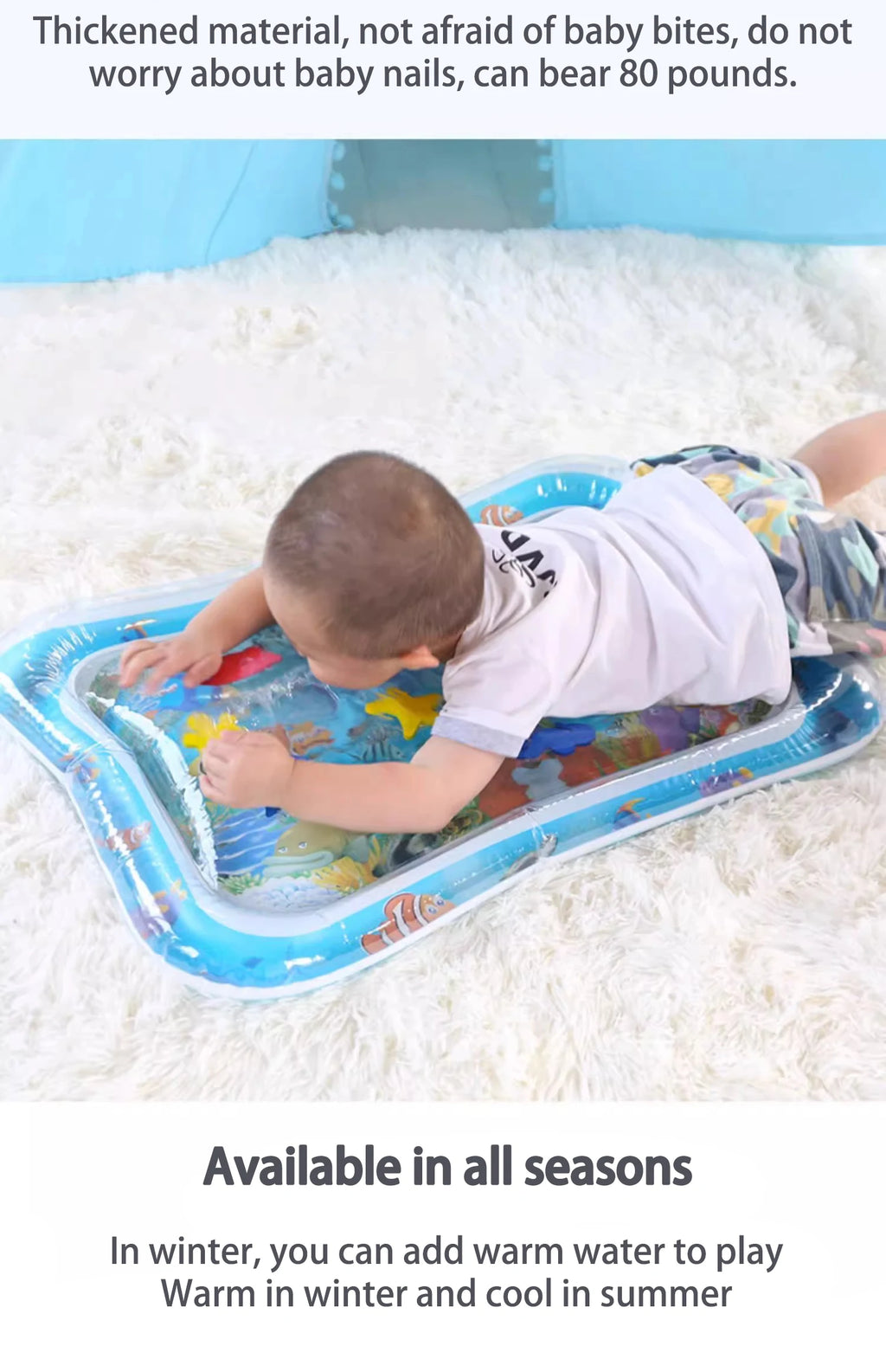 Tummy Time Inflatable Water Play Mat - 66x50cm PVC