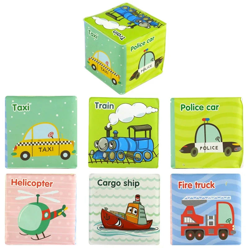 Montessori Infant Soft Plush Rattle Blocks - Animal & Number Dice