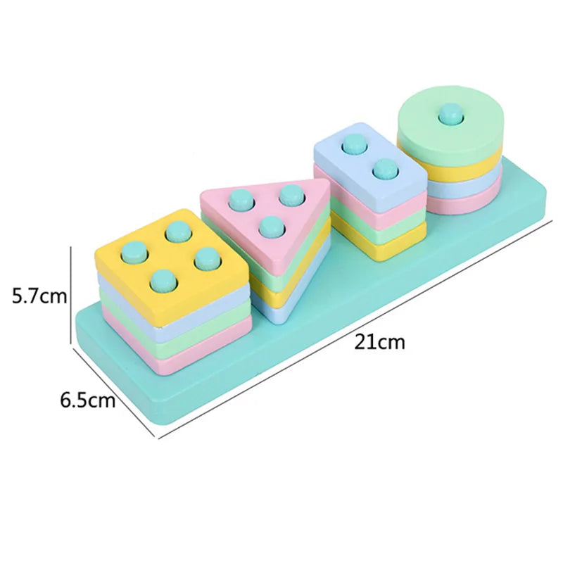 Wooden Montessori Geometric Shape Sorting Columns Toy