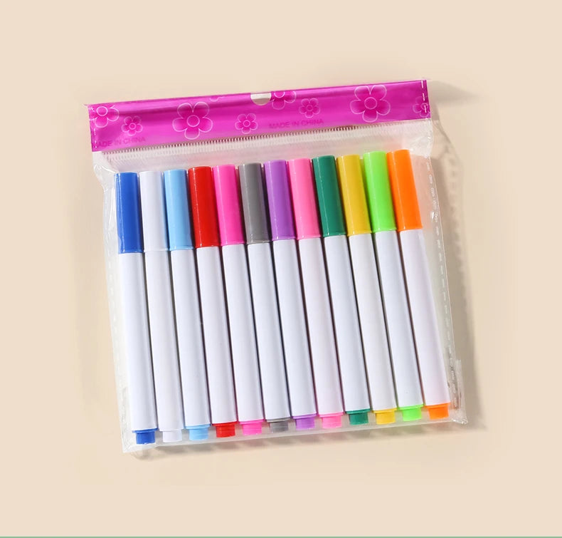 Foldable Chalkboard Book Children's Drawing Board Capable Of Repeatedly Scrubbing Drawing Writing Books (With 12 Watercolor Pen)