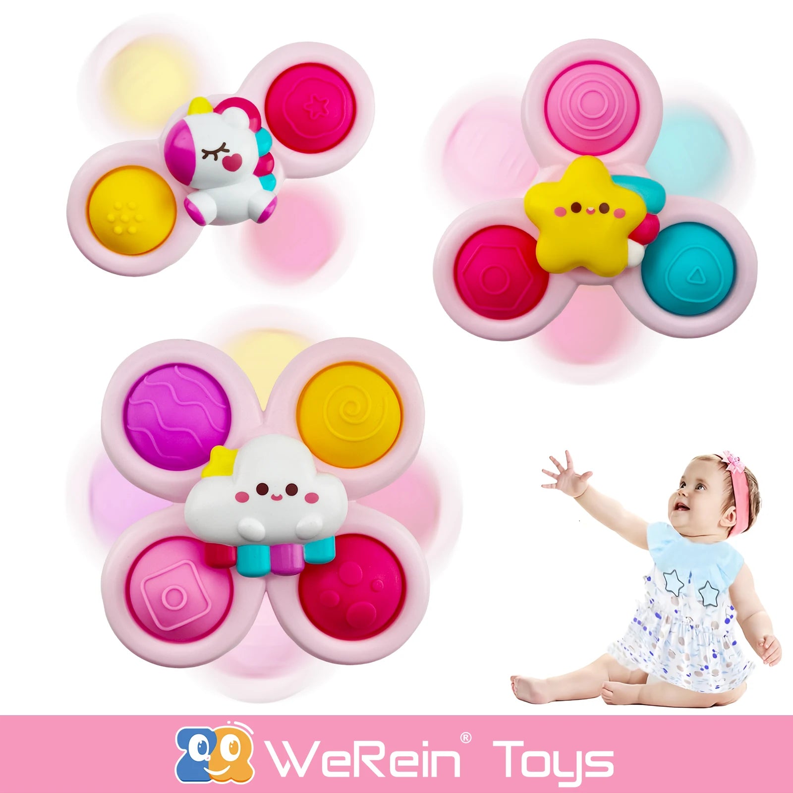 Werein Suction Cup Spinner Sensory Fidget Toys for Toddlers
