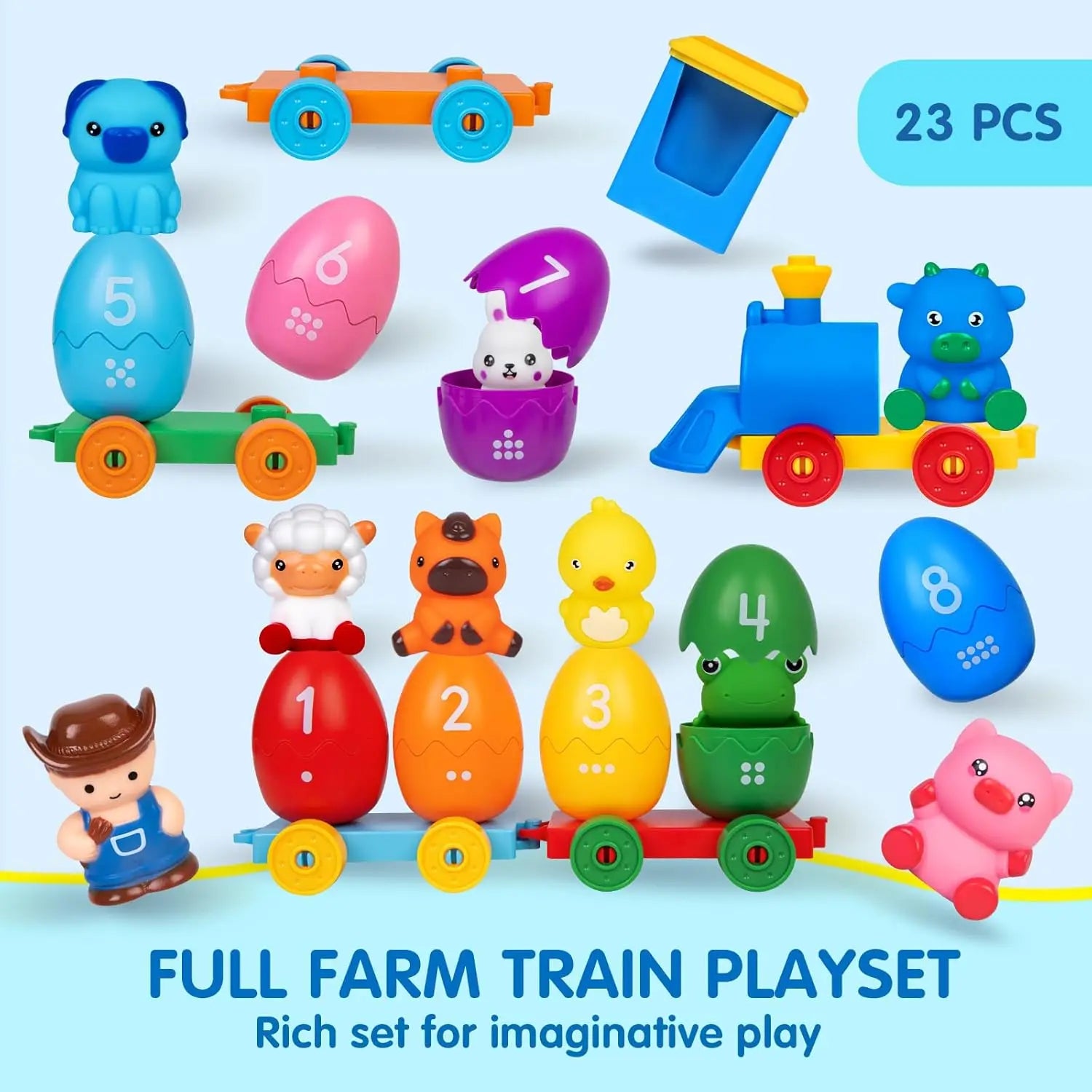 BizyKoady Montessori Farm Train Set - Animal Sorting Toys