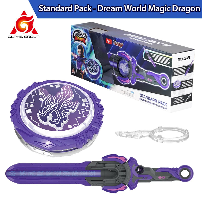 Infinity Nado 6 Power Pack - Spirit Wind Panda Upgraded Metal Spinning Top Gyro ,39cm Sword Launcher Kid Toy Birthday Gift