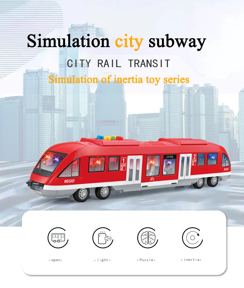 Oversized 45CM subway toy model train simulation light rail train with light music boy children's toy car model