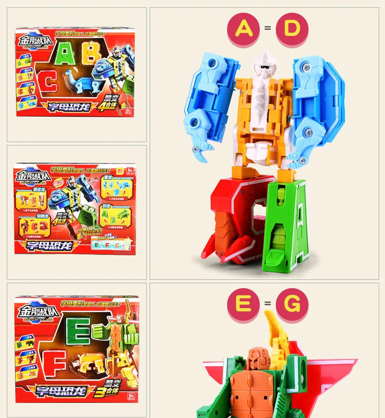 26 A-Z letter Alphabet Animal Dinosaur Warrior Deformation Action Figures Transformation Robot Toys For Children Gift Brinquedos