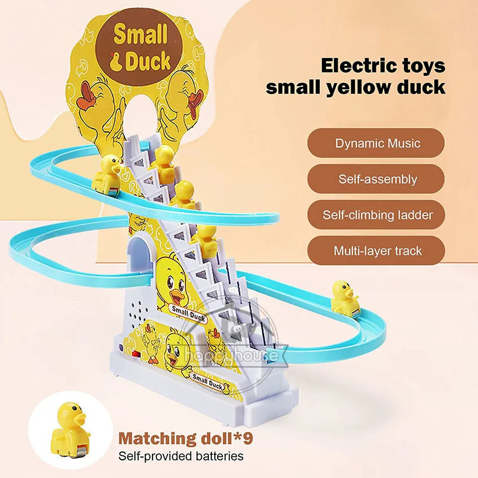 Electric Duck Climbing Stairs Toy with LED Music