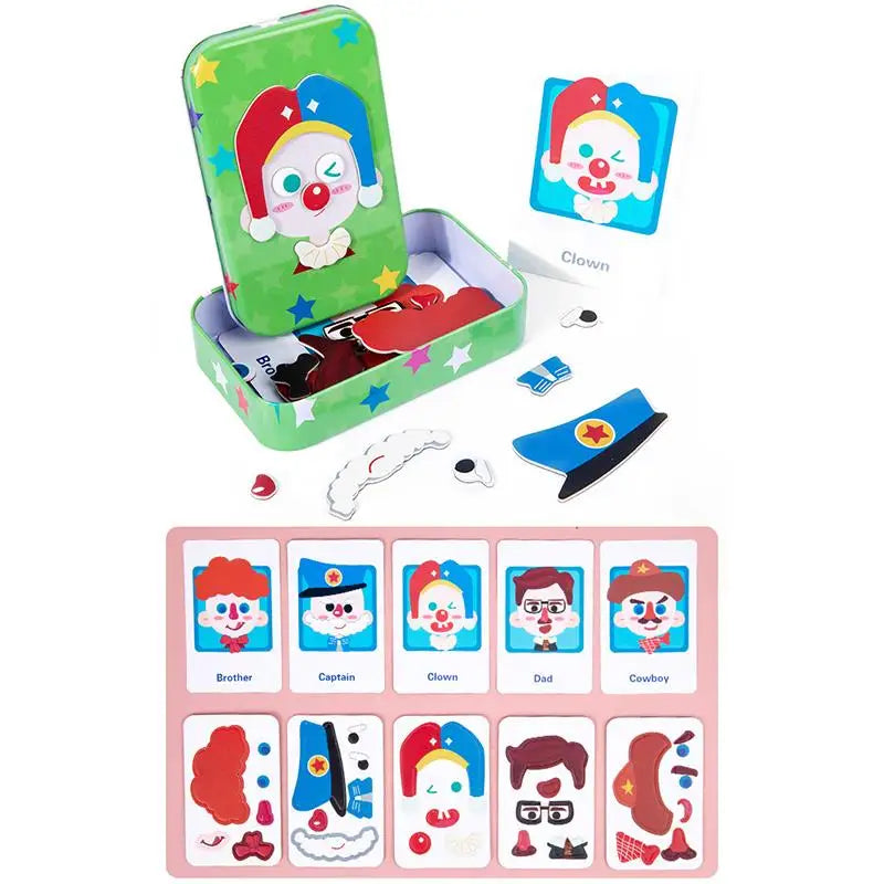 Magnetic 3D Puzzle Dress Up Expression Travel Tin Box Jigsaw Game Imagination Toys Gifts For Girls