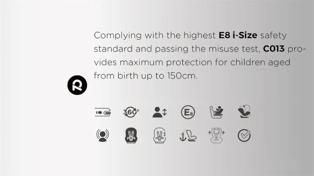 Child seat 360° ISOFIX rotating baby car seat, ECE R129/0-36 kg/0-12 years, 5-point seat belt