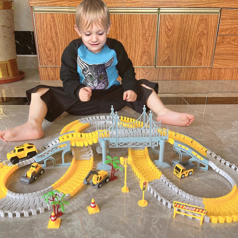 Electric track vehicle series toy track puzzle, car assembly, racing set, building blocks. Boys, girls. Birthday gifts, Children