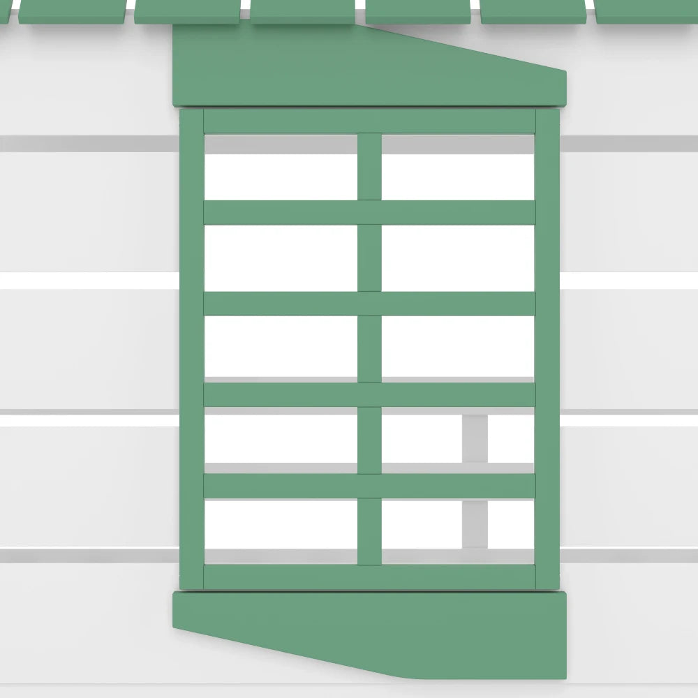 90X200 White and Green Bedroom Bunk Bed with Slide and Pull-Out Bed,without A Mattress