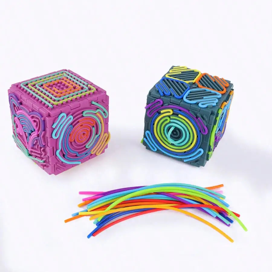 3D Silicone Sensory Activity Board with Cords - Silent Fidget Toy