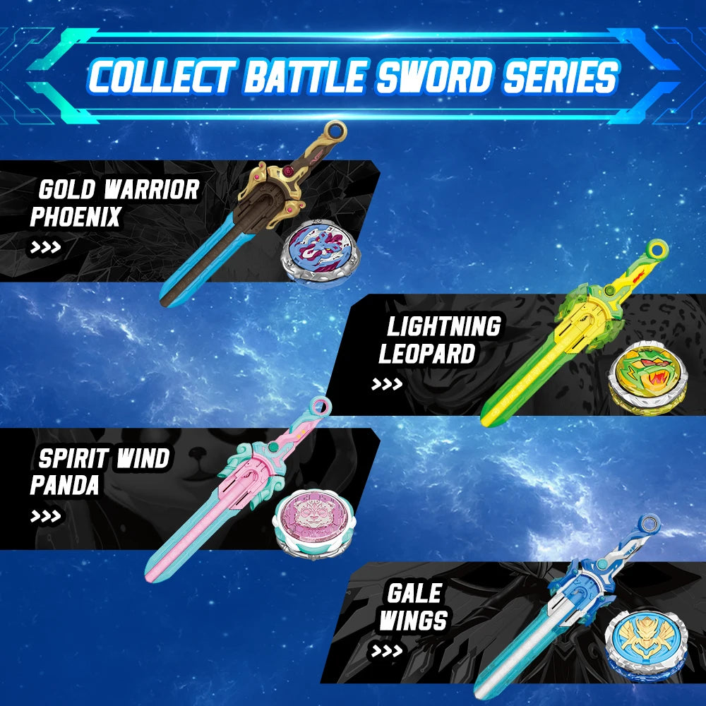 Infinity Nado 6 Power Pack - Spirit Wind Panda Upgraded Metal Spinning Top Gyro ,39cm Sword Launcher Kid Toy Birthday Gift