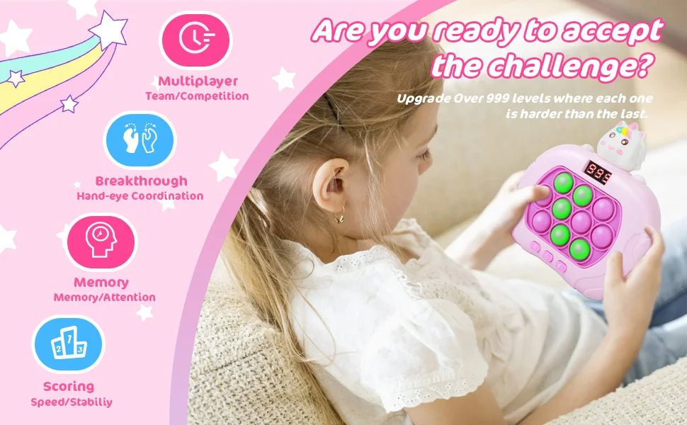 999 Level Electronic Pop Push Quick Push Game Console with LED Display Screen, Suitable for Adult and Child Fidget Toy Christmas