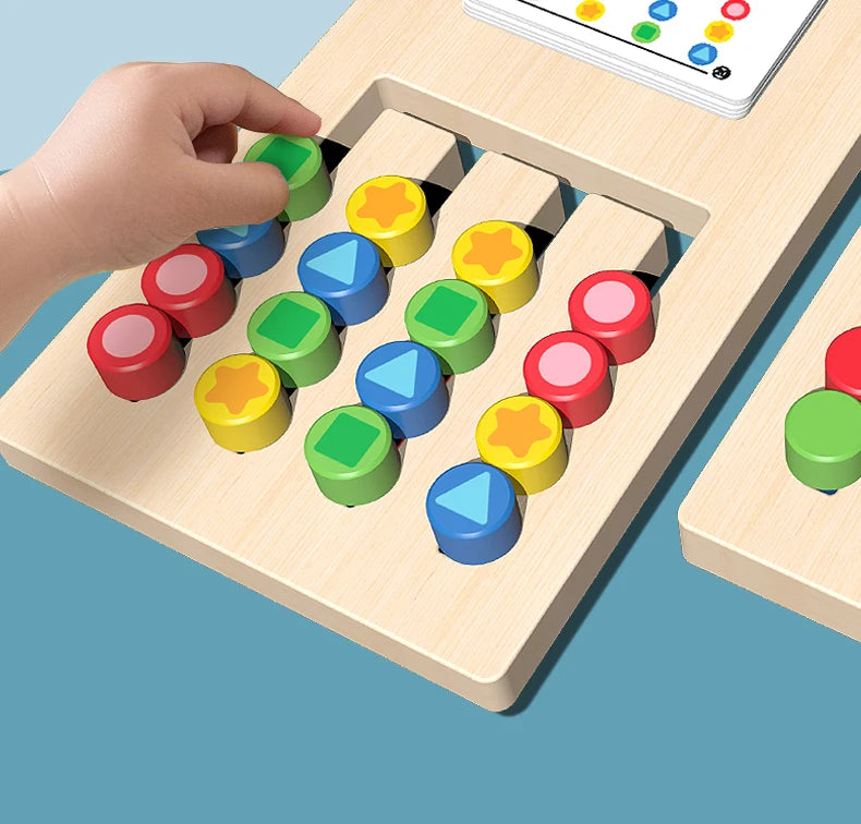 Wood Montessori Double-Sided Wooden Slide Puzzle Toy