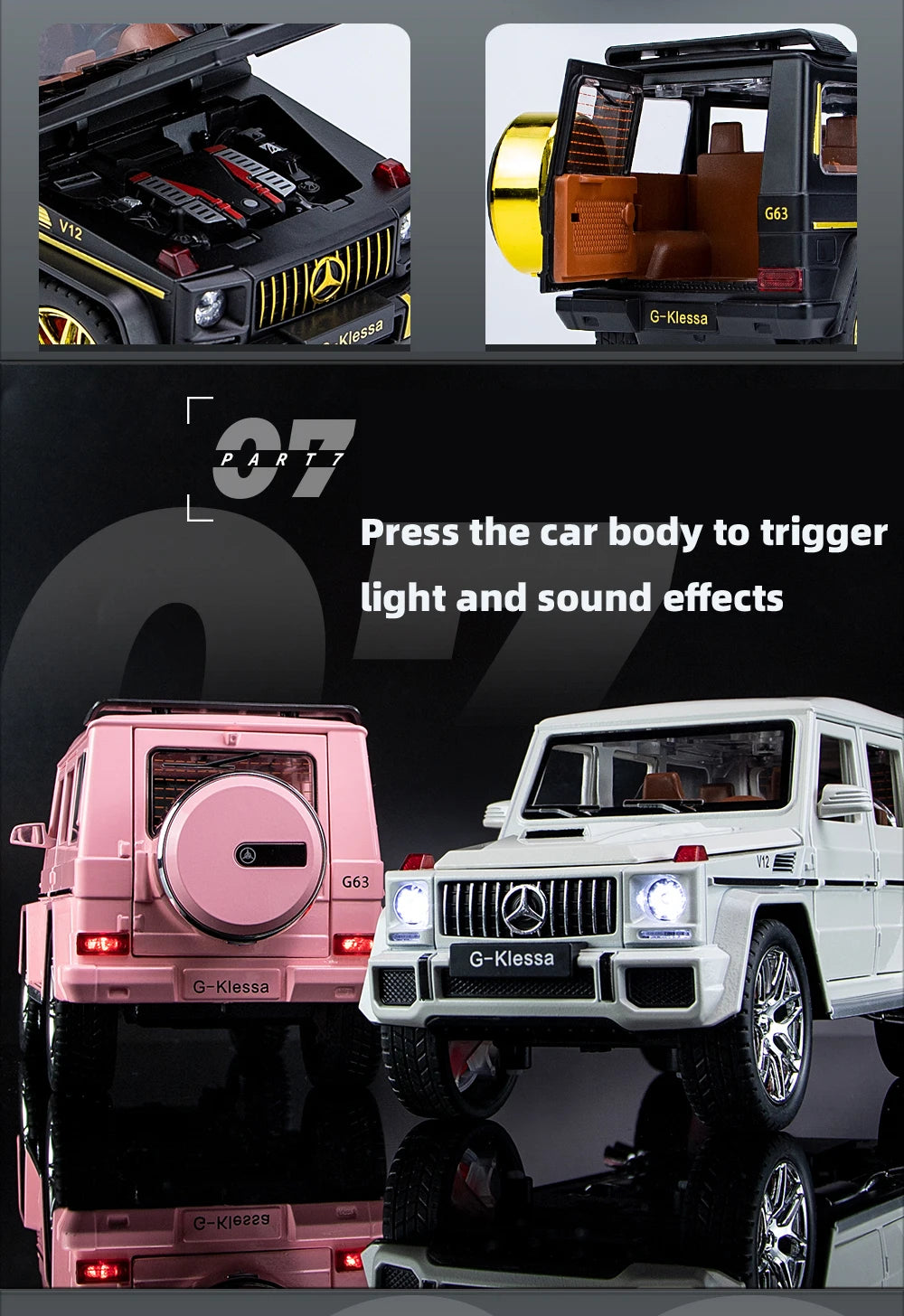 1/24 alloy die-cast G63 car model simulation sound and light off-road vehicle toys children's birthday gift Christmas