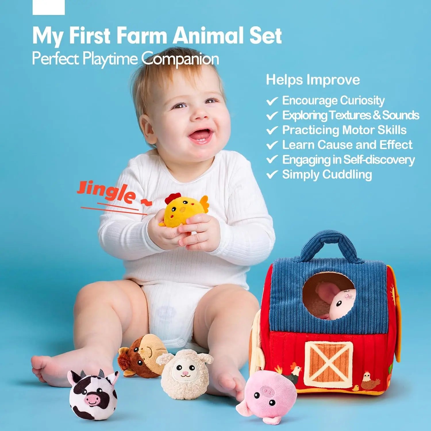 Yokibo Soft Baby Beehive Sensory Toy with 5 Plush Bees