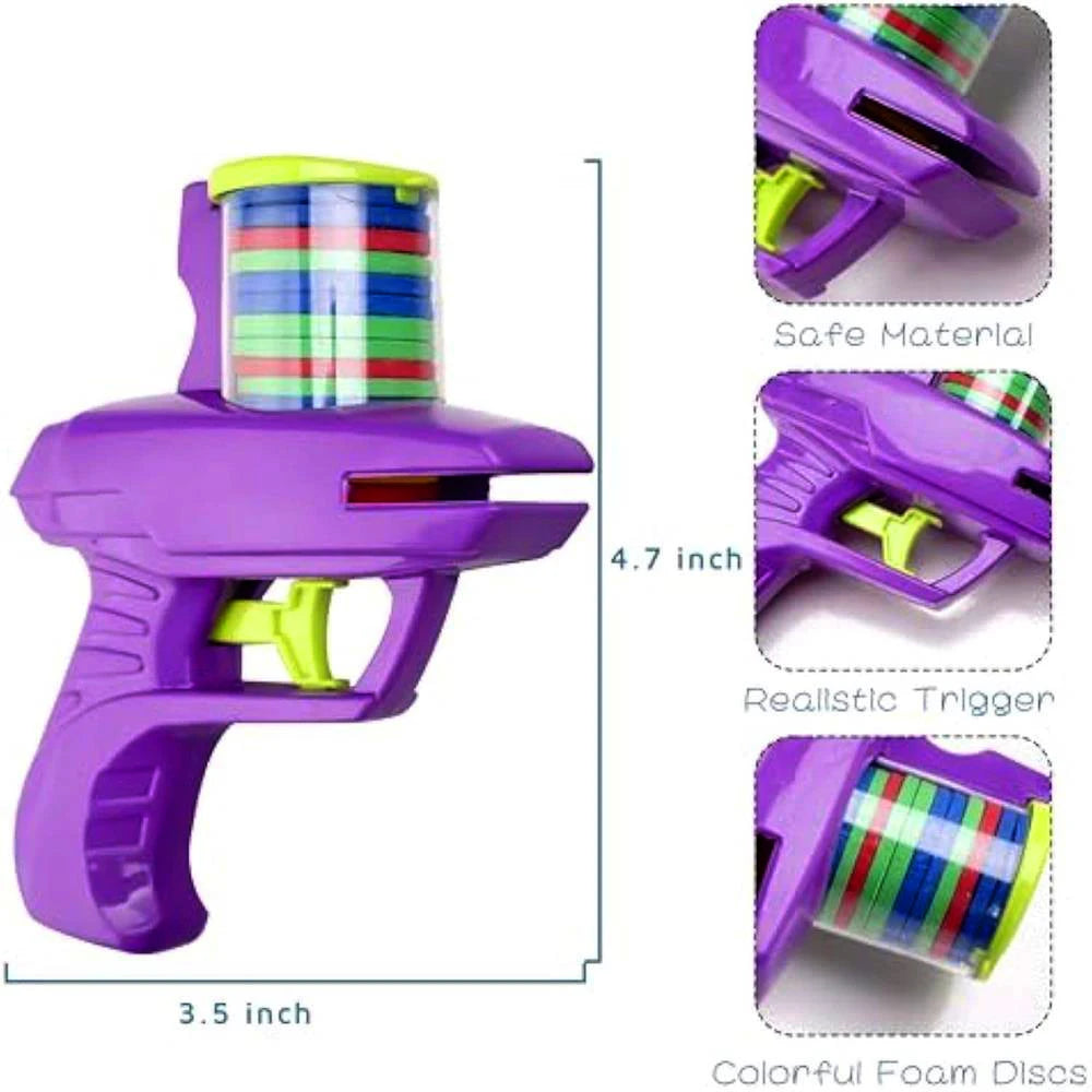 Kids Foam Disc Launcher Toy - Outdoor Flying Disc Gun for Children
