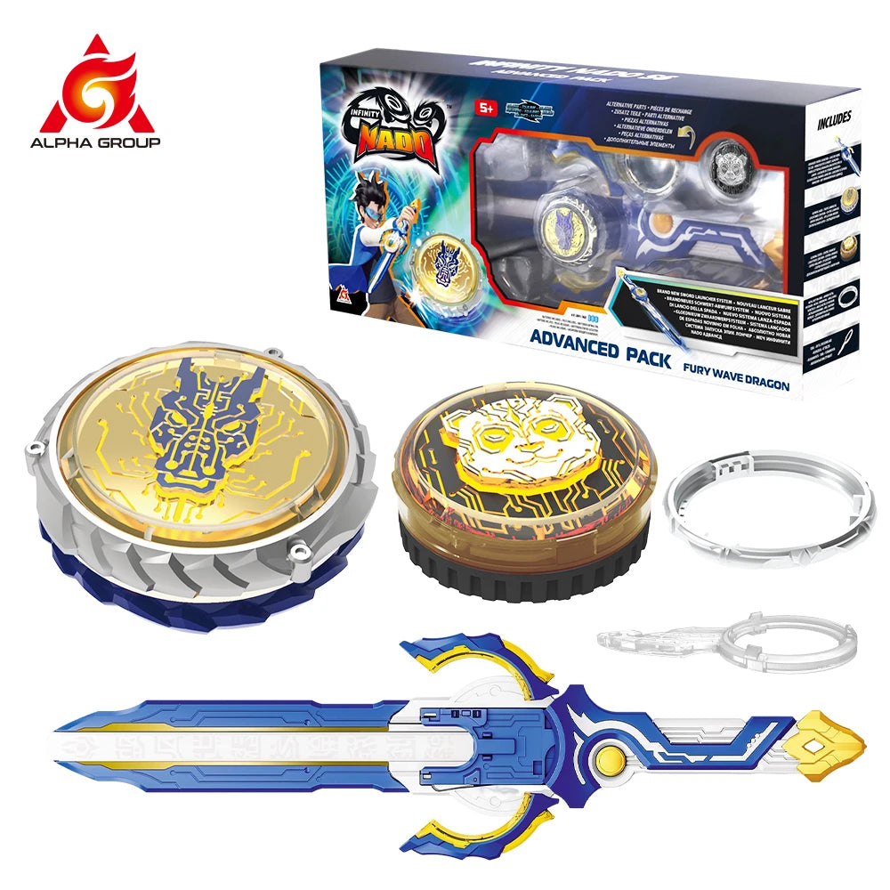Infinity Nado 6 Power Pack - Spirit Wind Panda Upgraded Metal Spinning Top Gyro ,39cm Sword Launcher Kid Toy Birthday Gift