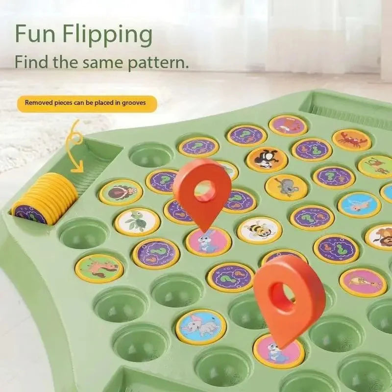 Kids Memory Game Board Chess 54 Cards Animal Fruit Flip Chess Educational Logical Thinking Learning Toy for 2-4 Players