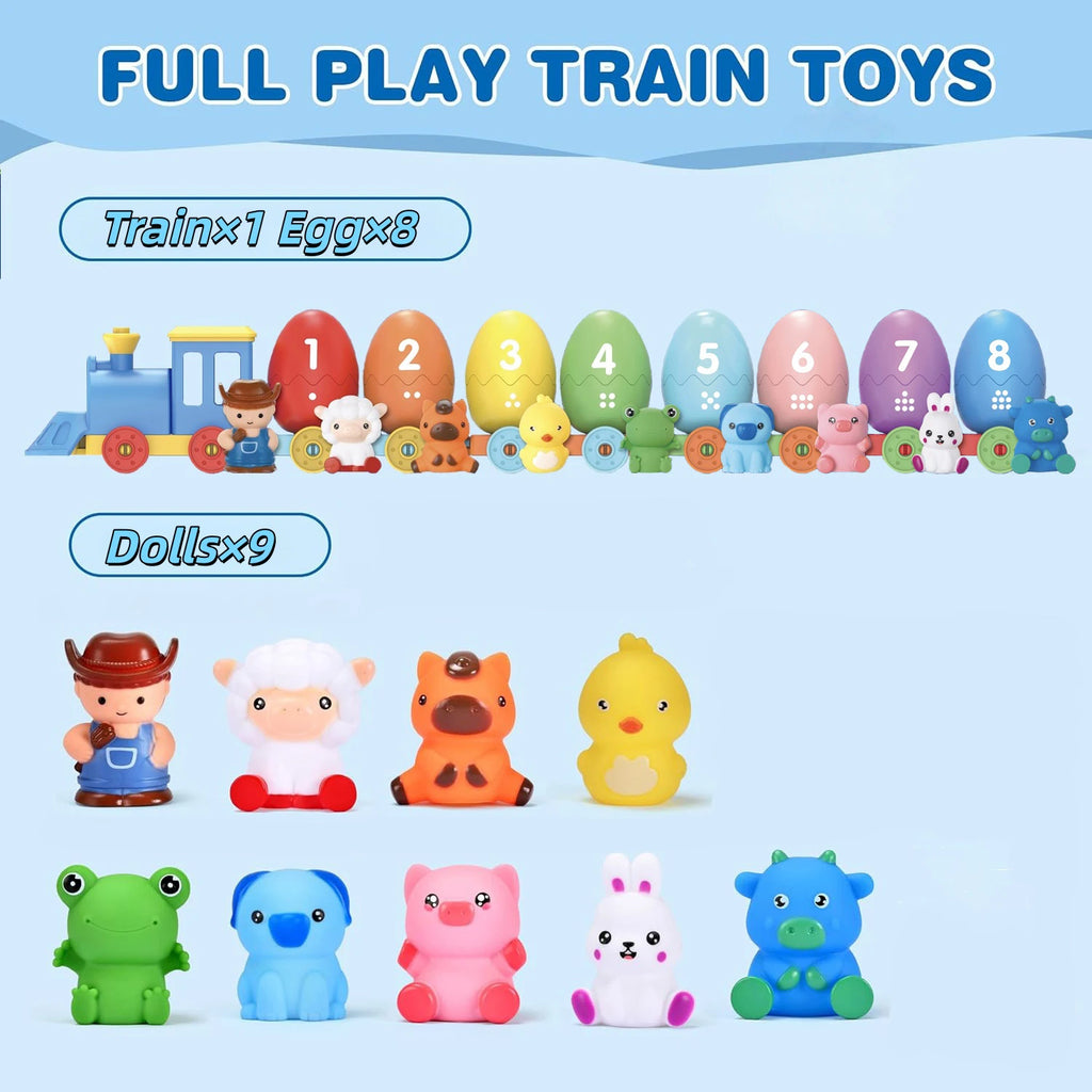 Montessori Farm Animal Train Set - Counting & Sorting Toy