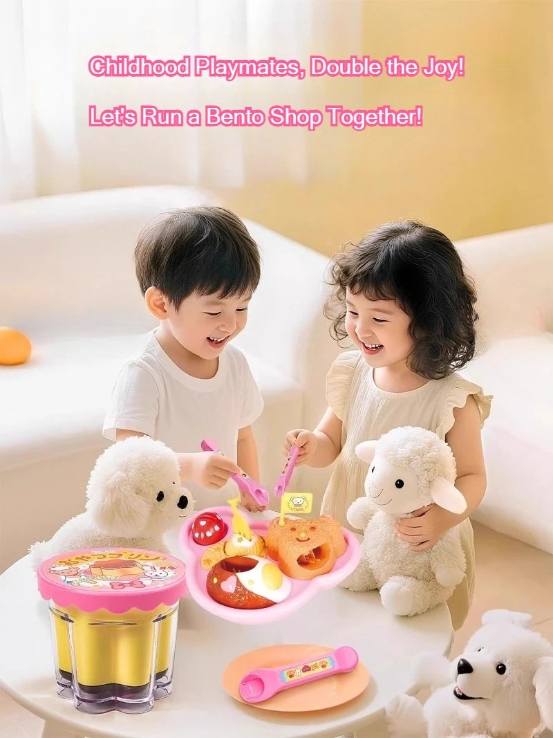 Bear Bento Jelly Pudding Feeding Toy Set Interactive Kitchen Pretend Play for Toddler Parent-Child Educational Food Toy Gifts