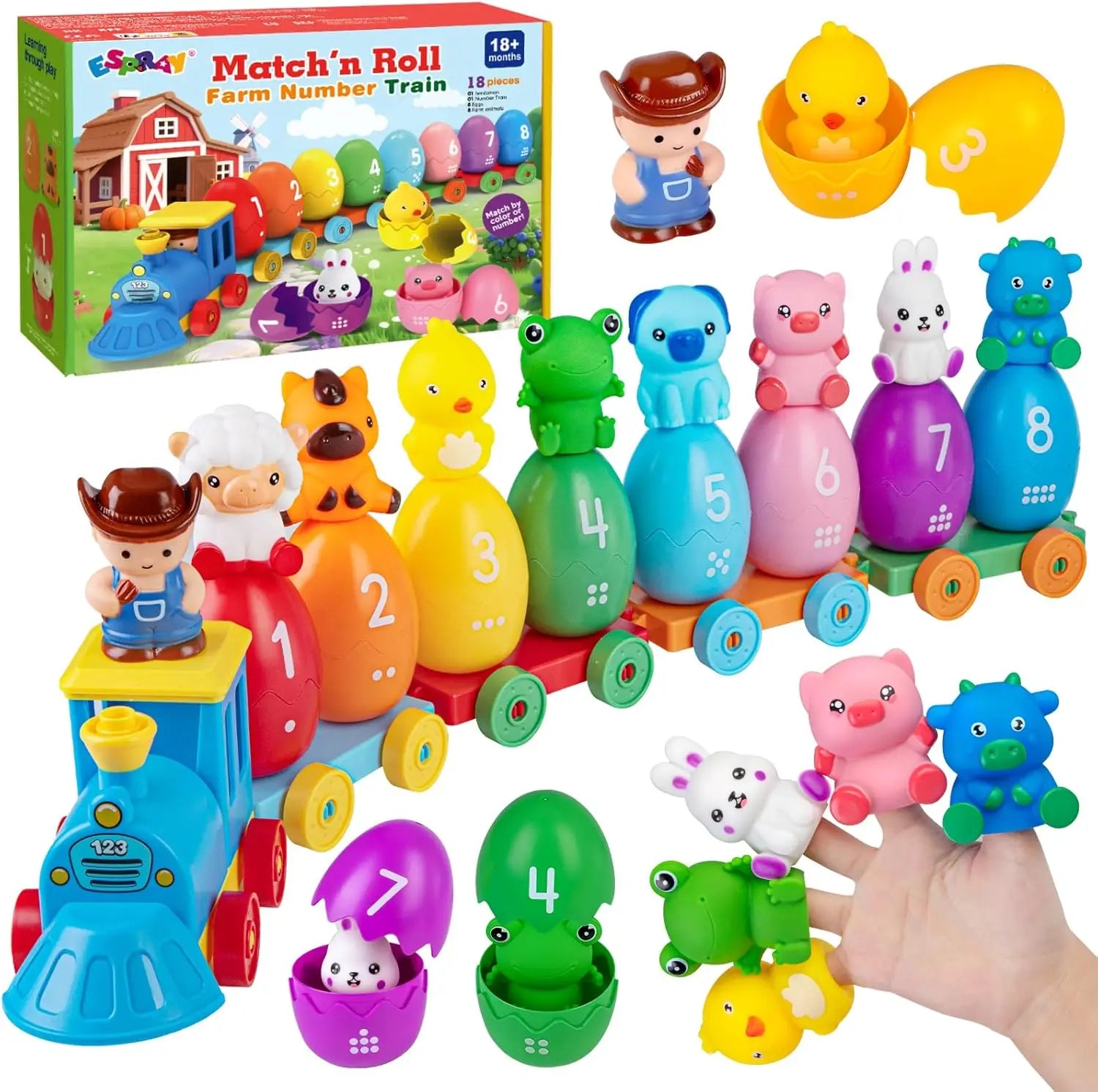 BizyKoady Montessori Farm Train Set - Animal Sorting Toys
