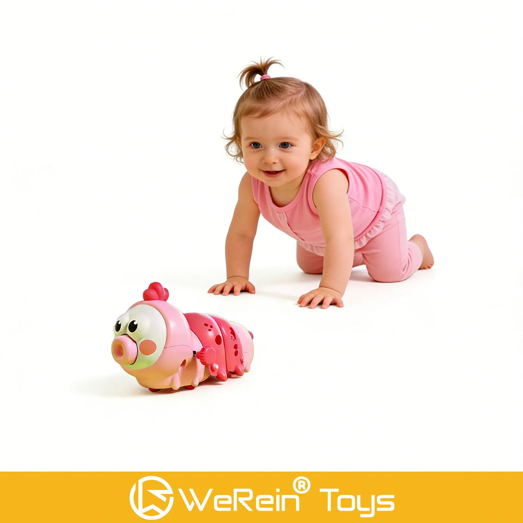 Wind-Up Crawling Caterpillar Toy - Plastic Gliding Plaything