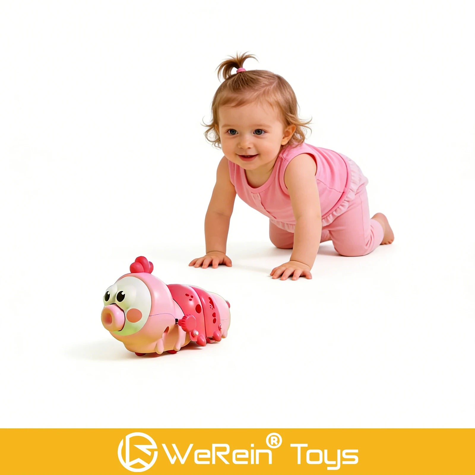 Wind-Up Crawling Caterpillar Toy - Plastic Gliding Plaything