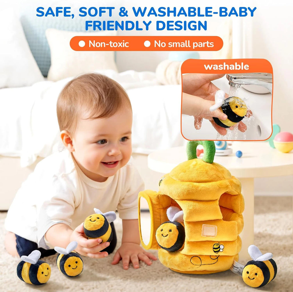 Yokibo Soft Baby Beehive Sensory Toy with 5 Plush Bees