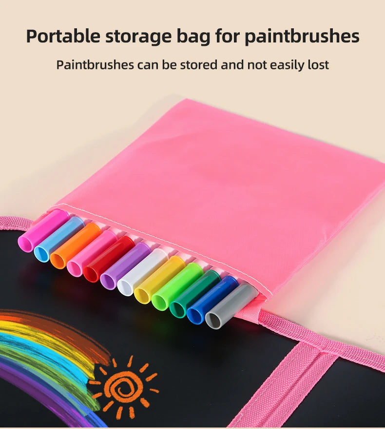Foldable Chalkboard Book Children's Drawing Board Capable Of Repeatedly Scrubbing Drawing Writing Books (With 12 Watercolor Pen)