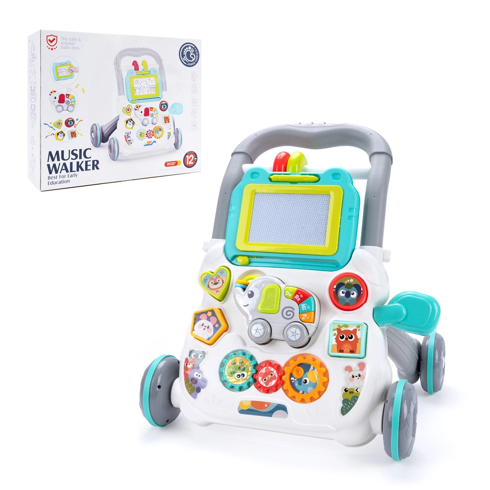 Baby Push Walker with Music and Drawing Board