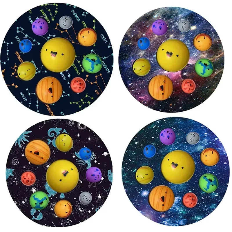 Planet Bubble Music Colorful Starry Sky Cartoon Pattern Release Decompression Silicone Pinch Music Children's Press Puzzle Toy