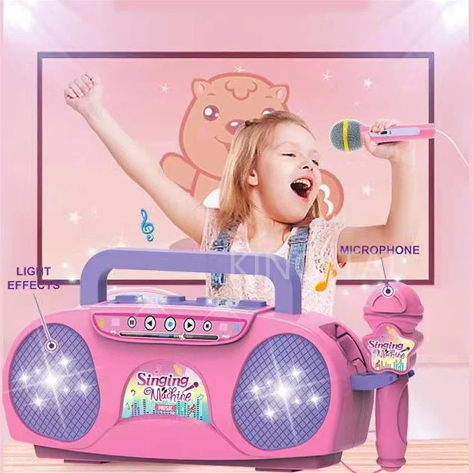 Kids Karaoke Microphone Toy with Lights and MP3 Connectivity