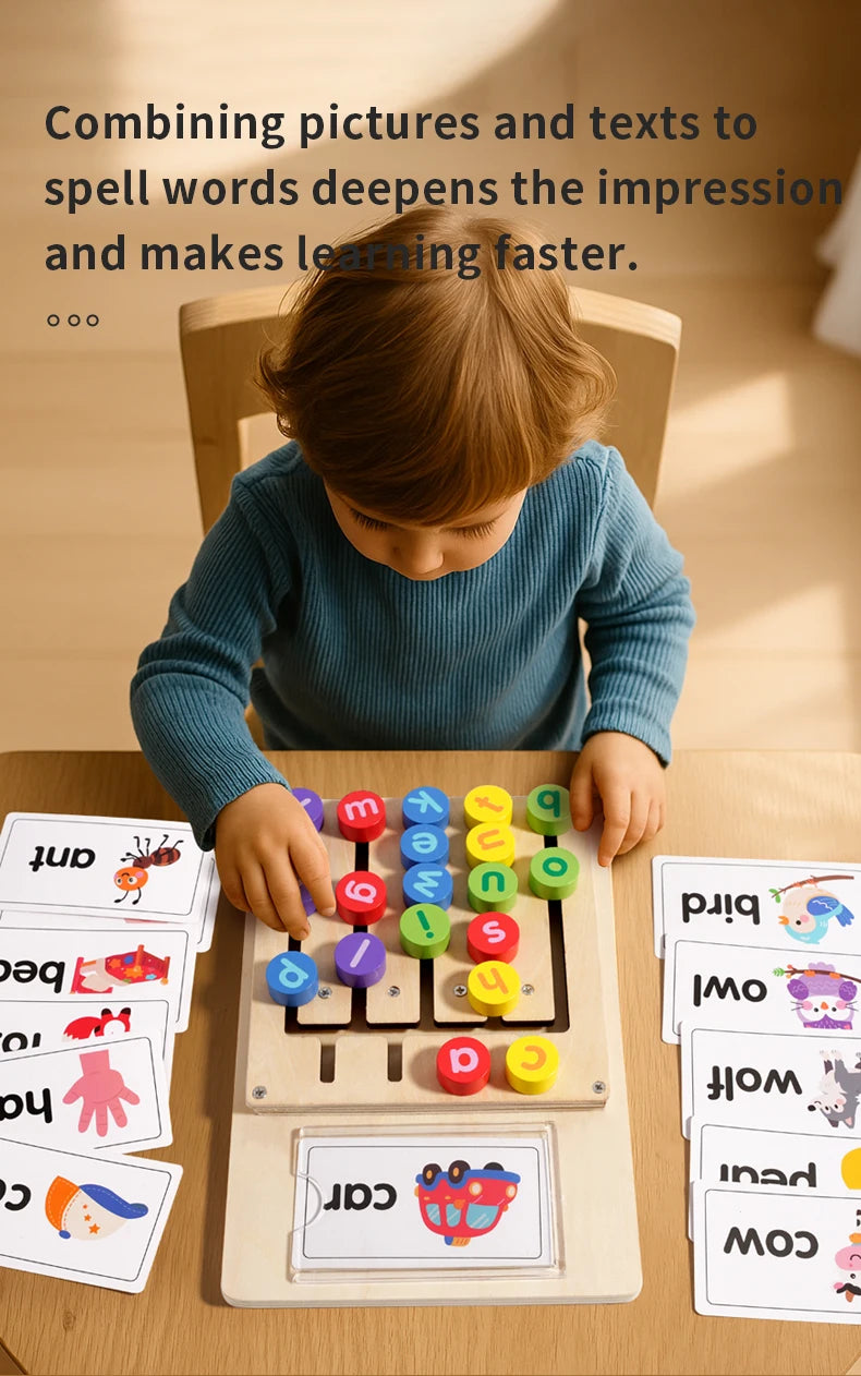Wood Montessori Double-Sided Wooden Slide Puzzle Toy