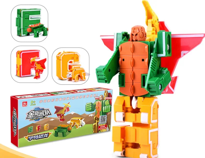 26 A-Z letter Alphabet Animal Dinosaur Warrior Deformation Action Figures Transformation Robot Toys For Children Gift Brinquedos