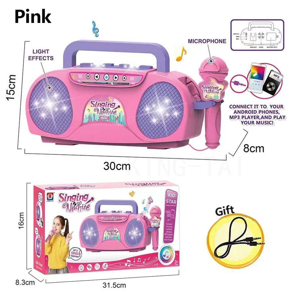 Kids Karaoke Microphone Toy with Lights and MP3 Connectivity