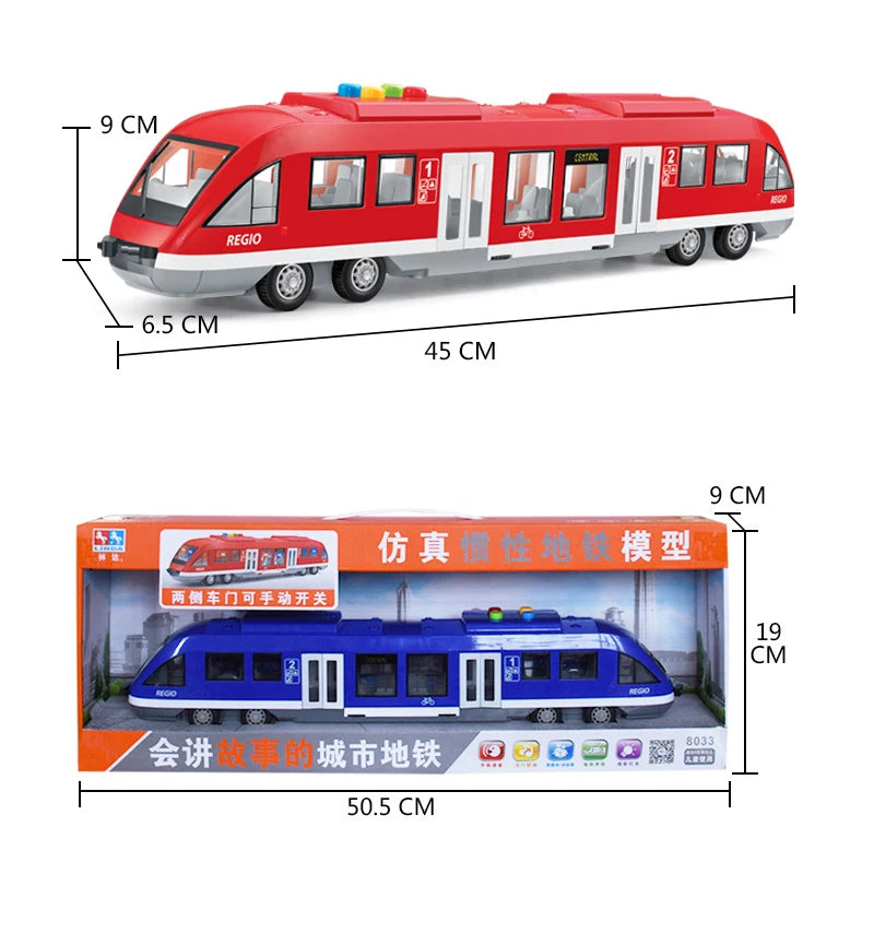Oversized 45CM subway toy model train simulation light rail train with light music boy children's toy car model
