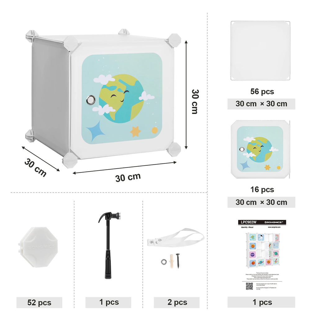 SONGMICS 15 Dice Shelving System storage s wardrobe for Children Plastic shoe rack Multipurpose shoes Play Toy