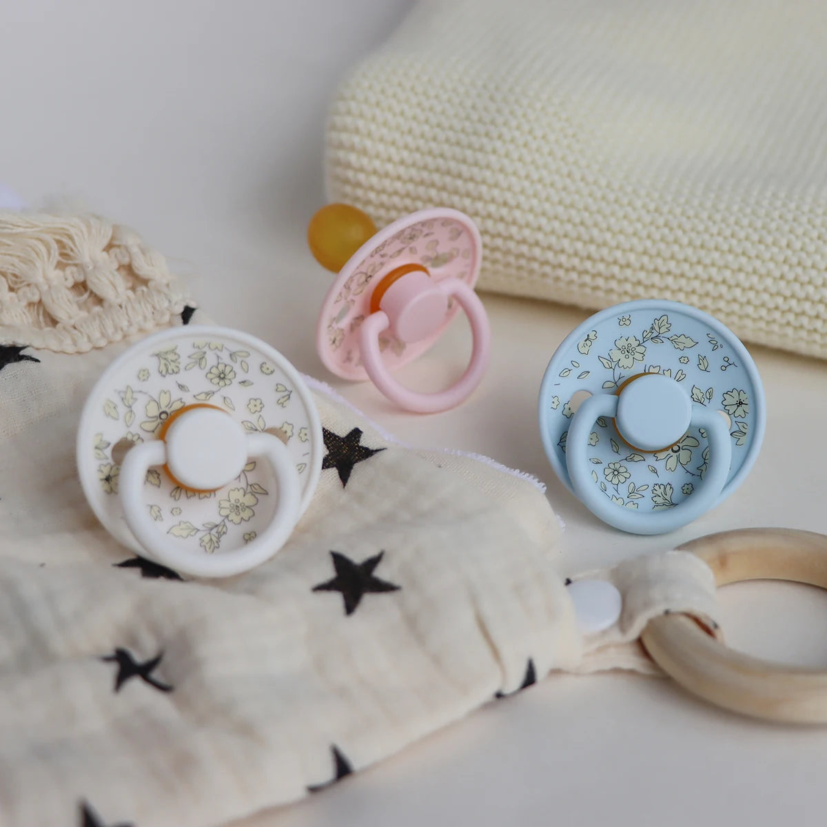 Floral Newborn Pacifier - Latex Rubber