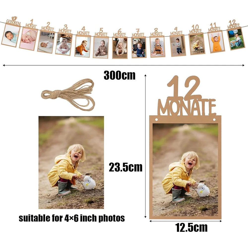 Baby 1st Birthday 12 Months Photo Banner