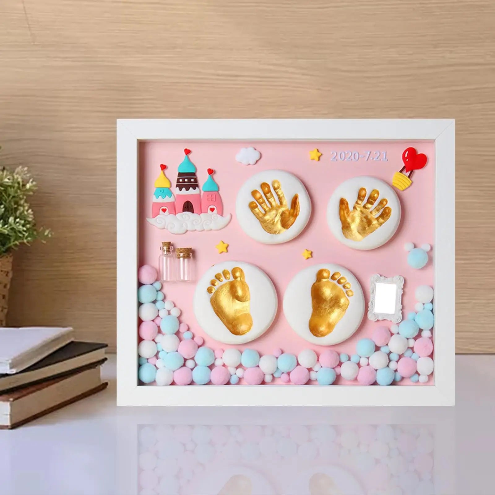 Baby Handprint & Footprint Photo Frame - Wooden