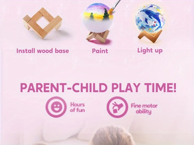 JOYFY DIY Moon Night Light toys Paint 3D Moon Lamp Kit Galaxy Lamp Arts for Kids School Activities Birthday Chirstmas Gifts