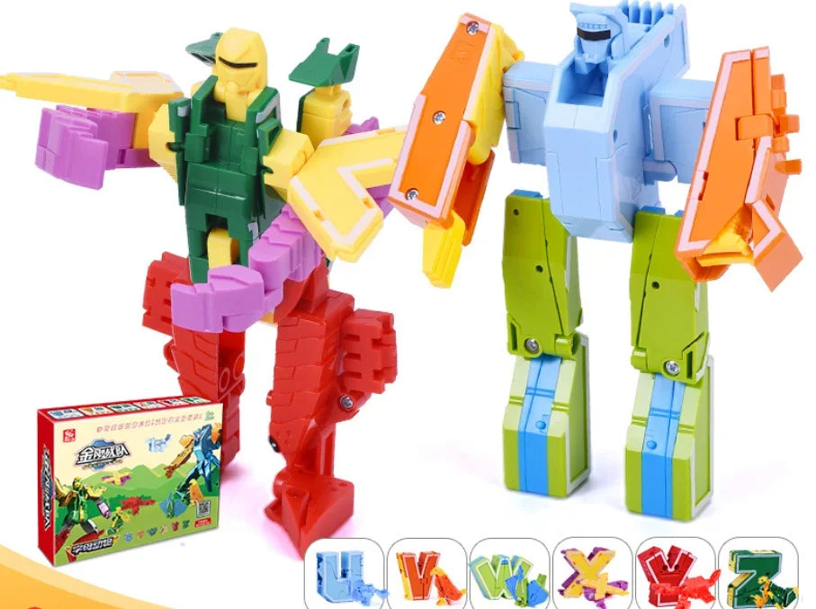 26 A-Z letter Alphabet Animal Dinosaur Warrior Deformation Action Figures Transformation Robot Toys For Children Gift Brinquedos
