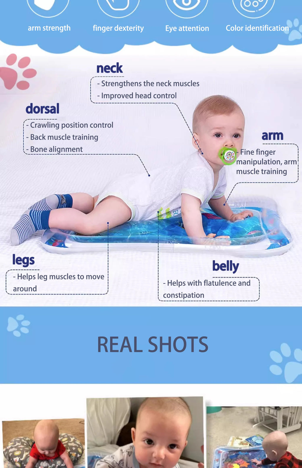 Tummy Time Inflatable Water Play Mat - 66x50cm PVC