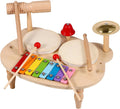10-in-1 Wooden Musical Toy Drum Set and Xylophone
