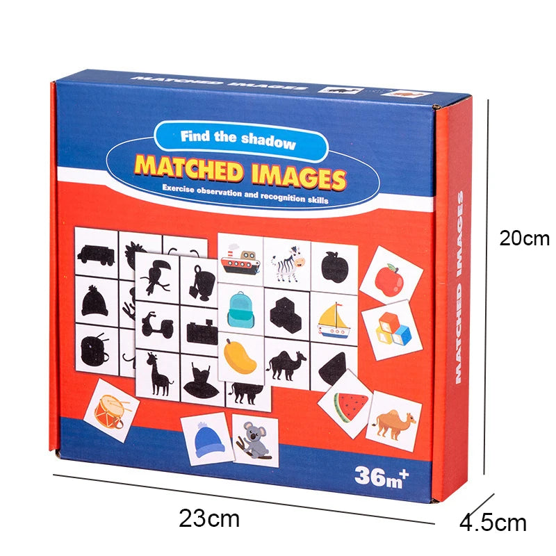 Wooden Montessori Shadow Matching Puzzle - Animal & Fruit Shape Toy