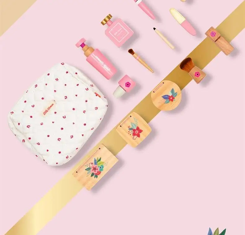 Wooden Pretend Play Makeup Toys Simulation Cosmetics Set Girls Play  Hairdressing Simulation Make Up Preschool Toys