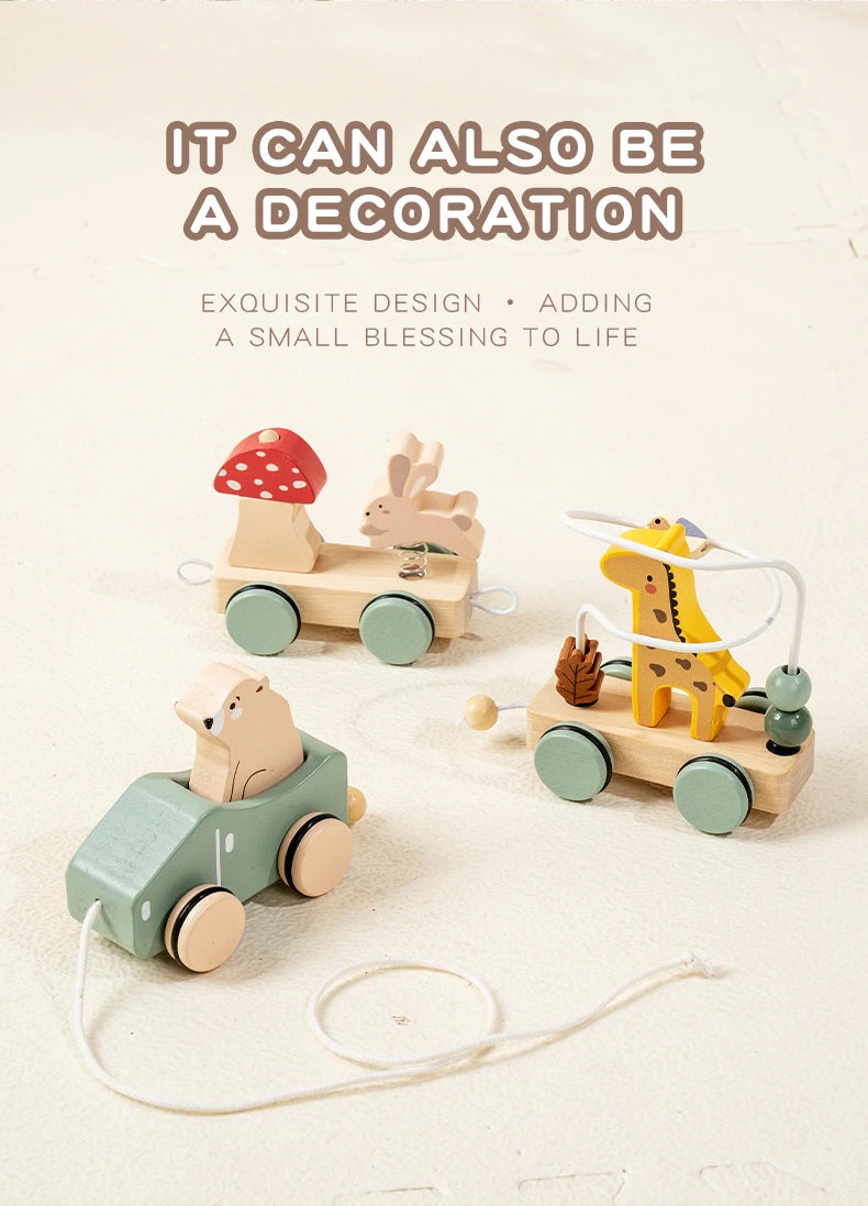 BizyKoady Wooden Stacking Train - Montessori Toddler Toy Set