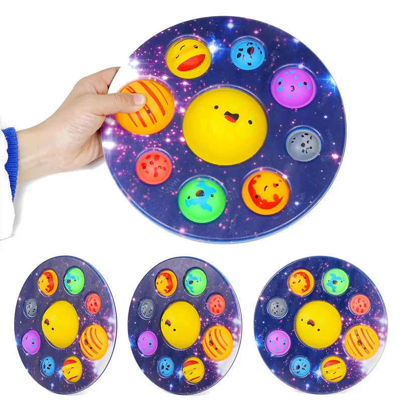Planet Bubble Music Colorful Starry Sky Cartoon Pattern Release Decompression Silicone Pinch Music Children's Press Puzzle Toy